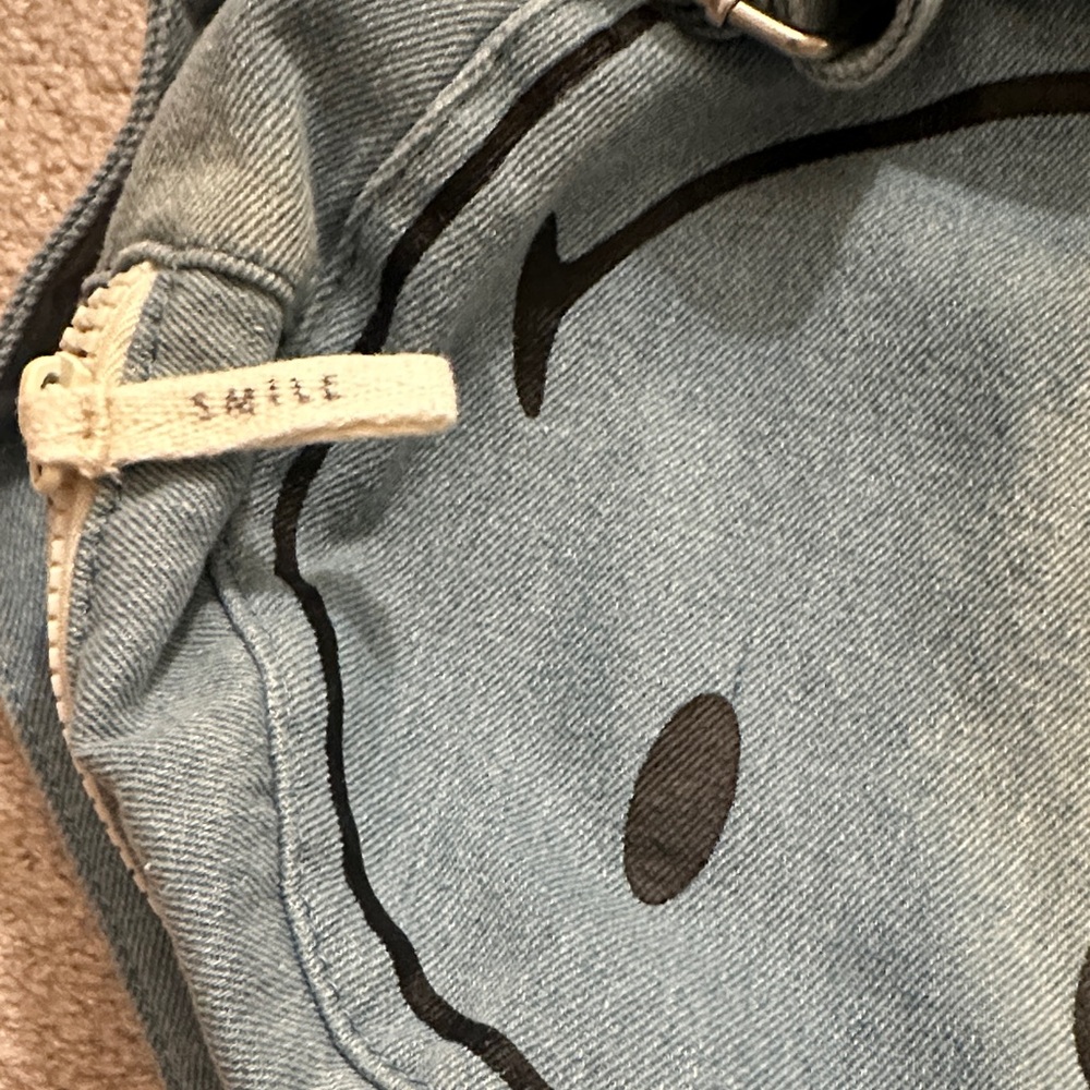 Zara Baby Smiley Face Denim Backpack - Yellow and Gray - Picture 6 of 8